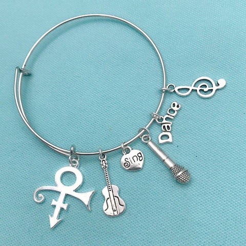 Famous and Great Singer's Symbol Charms Expendable Bangle Bracelet.