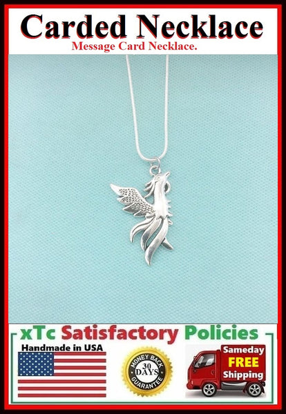 Handcrafted Beautiful Silver PHOENIX IN FLIGHT Charm Necklace.