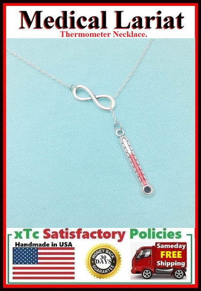 Thermometer Handcrafted Necklace Lariat Style. RN or DR.