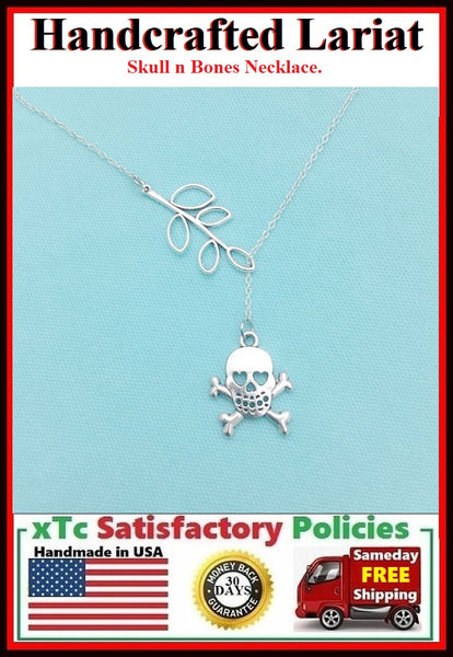 Skull n Bones Handcrafted Necklace Lariat Style.