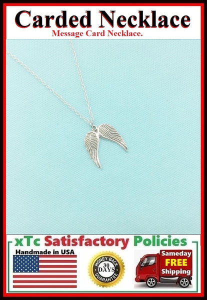 Motivational Gift; Handcrafted Silver Angel Wings Charm Necklace.