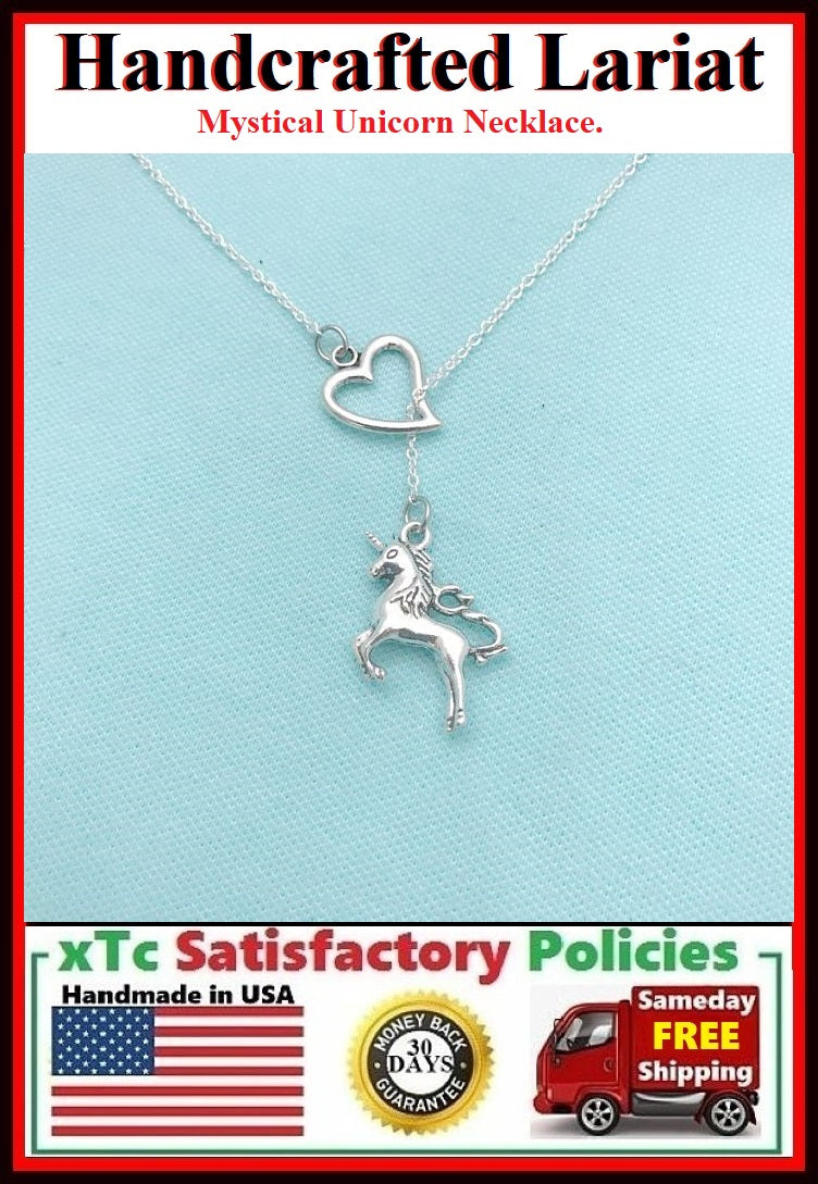 I Love the Unicorn Handcrafted Necklace Lariat Style.