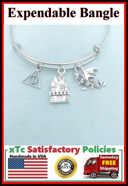 Harry Potter Inspiration Silver Charms Bangle.