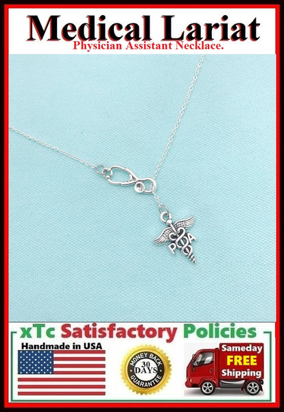 Physician Assistant Silver Charm Lariat Style Necklace.
