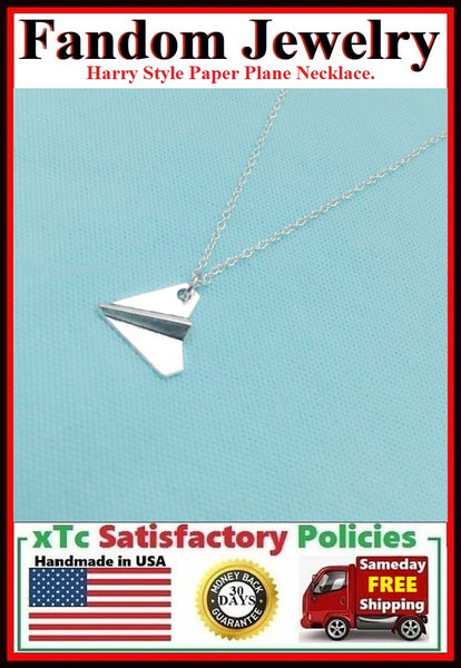 Harry Style Paper Plane Silver Charm Necklace.