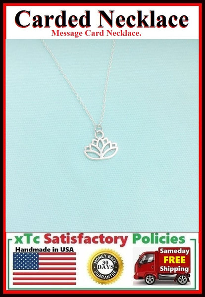 Motivational Flower:  Handcrafted Silver Lotus Flower Charm Necklace.