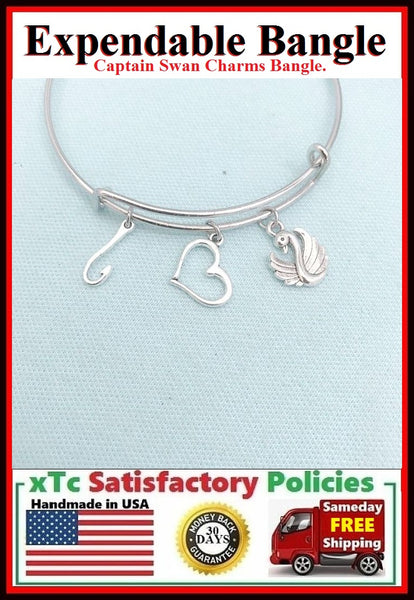 Gorgeous CAPTAIN SWAN Related Charms Bangle Bracelet.