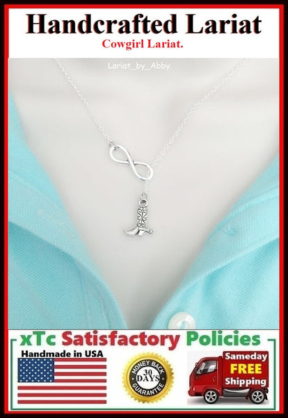 Cowboy Decorated Boot Handcraft Necklace Lariat Style. Perfect Gift for CowGirl.