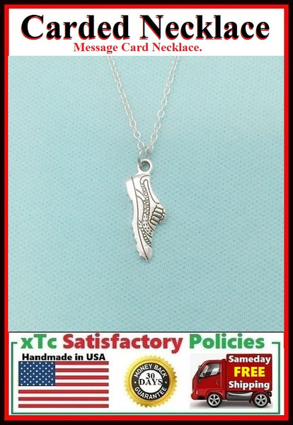 Runner Gift; Handcrafted Silver Marathon Runner Shoe Necklace.
