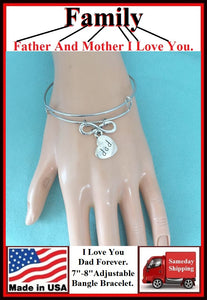 Handcrafted " I Love You DAD Forever" Charms Bangle.