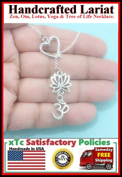 Stunning OM and LOTUS Lariat Style Necklace.