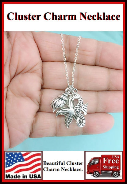 Stunning Starfish Cluster Charm Necklaces. #1