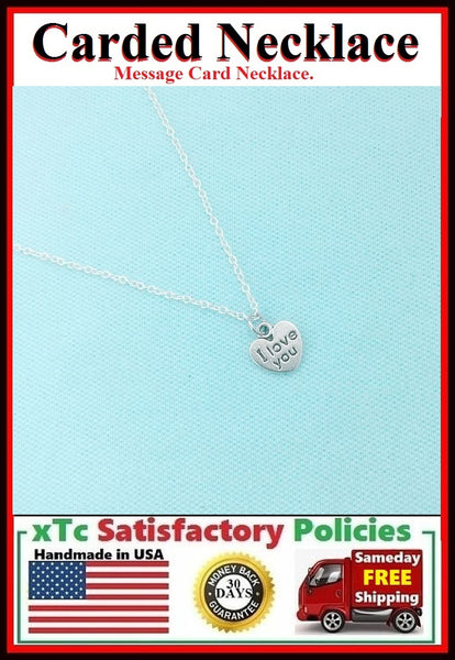SYMPATHY, LOSS OF LOVED ONE GIFT; Silver "I Love You" Charm Necklace.