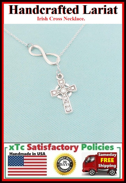Gorgeous Irish Cross Lariat Style Necklace.