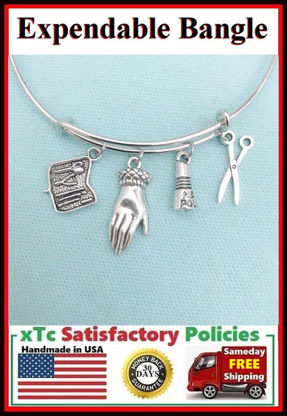 Nail Technician and Manicurist related Charms Bangle