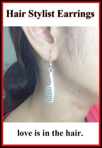 Hair Stylist Handcraft Large Hair Comb Charm Dangle Earrings.