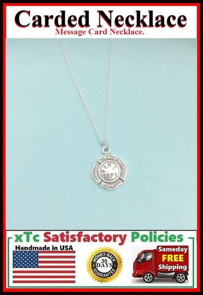 Fireman Gift; Handmade Silver Maltese Cross Charm Necklace.