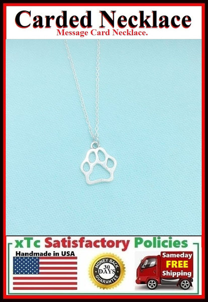 Animal Lover Gift; Handmade Silver Paw Print Charm Necklace.
