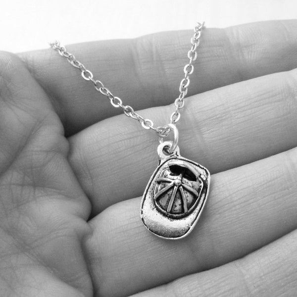Firefighter 3D Helmet Charm Silver Chain Necklace.
