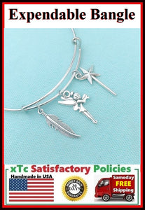 Gorgeous TINKER BELL Inspiration Related Charms Bangle Bracelet.
