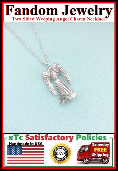 DR. Who Weeping Angel Charm Silver Necklace.