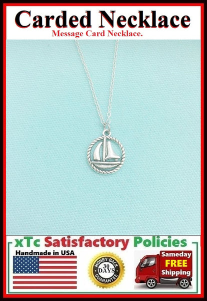 Motivational Gift; Handcrafted Sailboat Silver Charm Necklace.