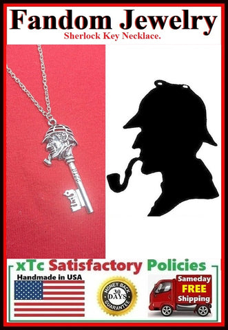 Sherlock Key Charm Silver Necklaces.