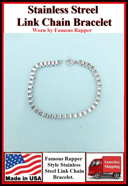 FAMOUS RAPPER Unisex Stainless Steel Link Bracelet.