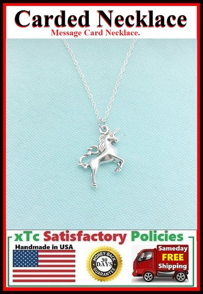 Mystical Gift; Handcrafted Silver Magical Unicorn Charm Necklace.