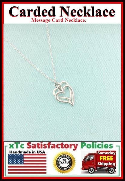 Friend Gift; Handcrafted 2 Silver Heart Charms Necklace.