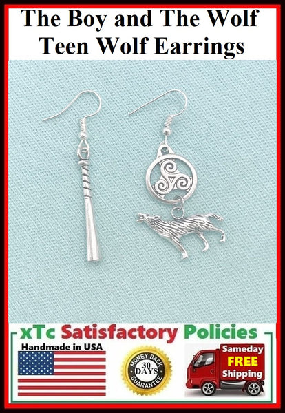 The Boy and The Wolf Charms Silver  Earrings.