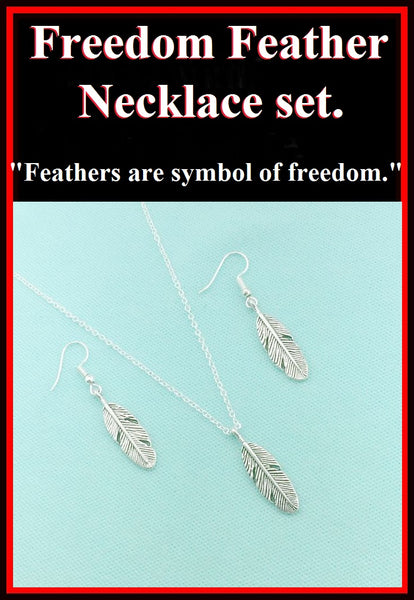 Beautiful Handcrafted Feather Charm Silver Necklace Set.