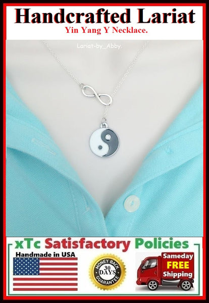 Chinese Philosophy "YIN & YANG" Handcrafted Necklace Lariat Style.