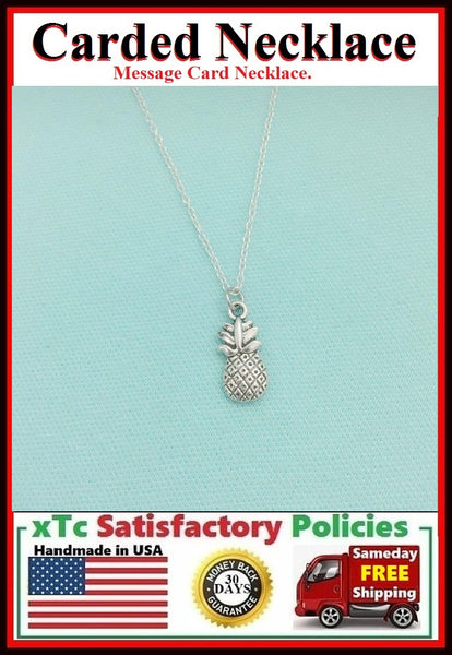 Welcome Gift; Handcrafted Pineapple Silver Charm Necklace.