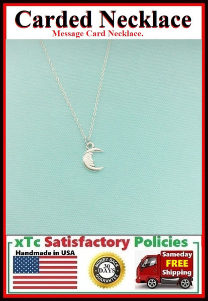 Lover Gift; Handcrafted Silver Moon Charm Necklace.