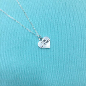 Firefighter Heart Charm Silver Chain Necklace.