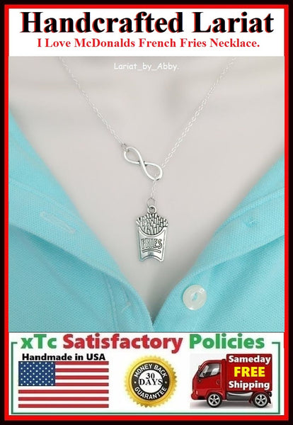 I Love McDonald's French Fries & Infinity Handcrafted Necklace Lariat Style.