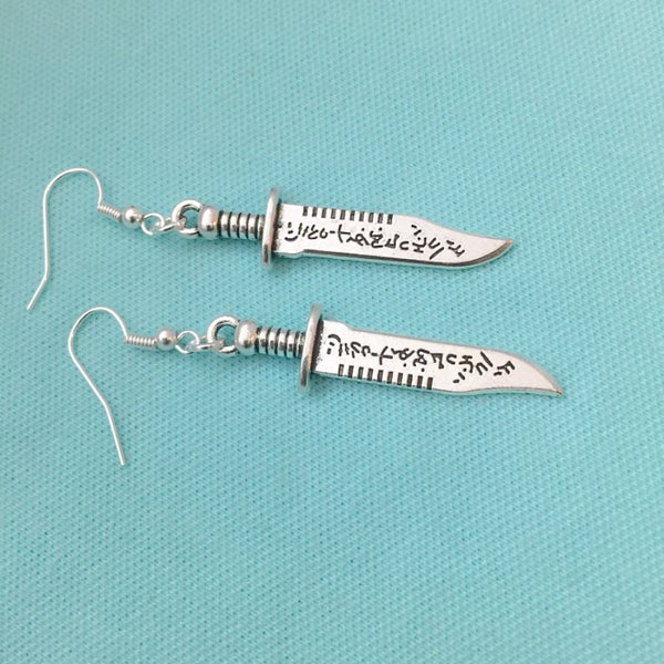 Fandom Ruby's Knife Dangle Silver Earrings.