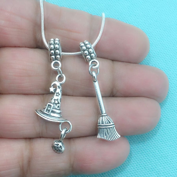 HP theme Broom Stick and Hat Charms Fit Beaded Bracelet