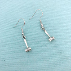 Gavel, Judge's Hammer Silver Charms Dangle Earrings. Attorney Judge Gift.