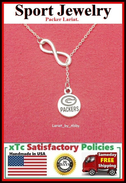 Packers Silver Handcrafted Lariat Necklace.