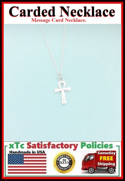 Eternal Life Gift; Handcrafted Silver Egyptian Ankh Charm Necklace.