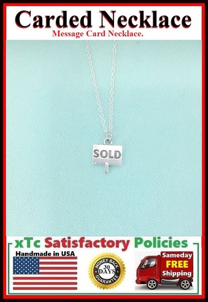 Realtor Gift; Handcrafted Silver Sold Sign Charm Necklace.