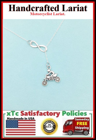 Motorcyclist or Sport Dirt Biker Necklace Lariat Style.