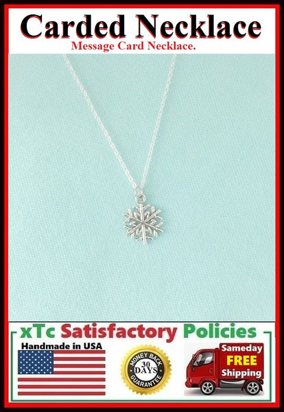 Friend Gift; Handcrafted Silver Snowflake Charm Necklace.