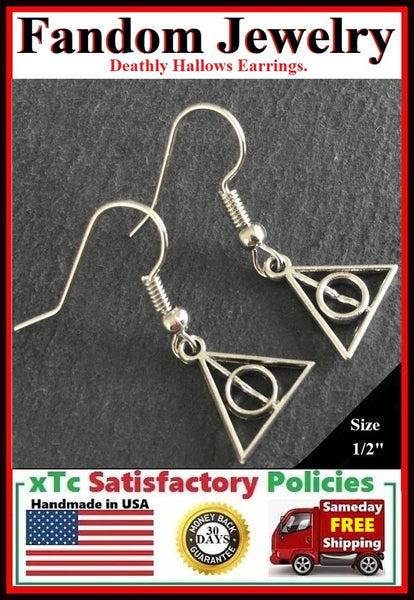 Stunning Pair Silver 1/2" Deathly Hallow Earrings.