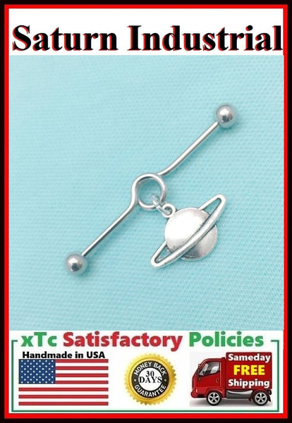 Beautiful Saturn Planet Charm Surgical Steel Industrial.
