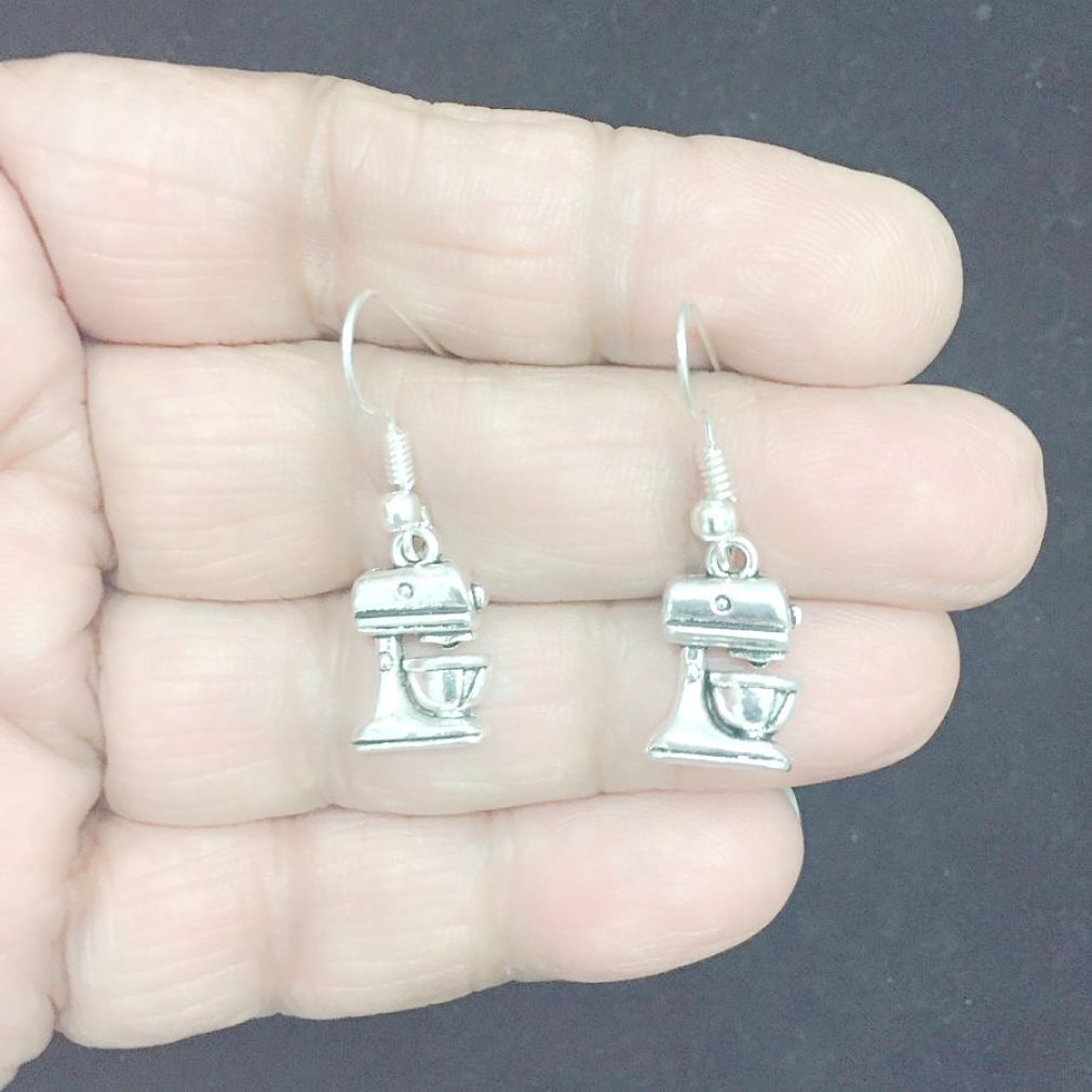 Cook, Chef Mixer Silver Earrings.