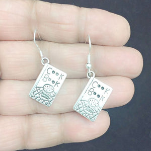 Cook, Chef Cook Book Silver Earrings.