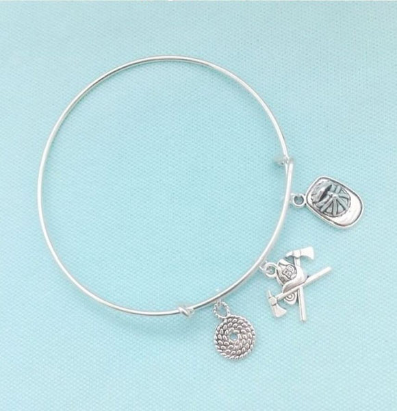 Handcrafted Firefighter Charms Expendable Bangle.